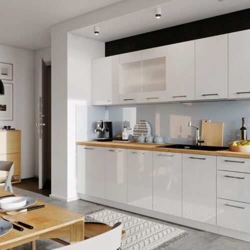 Cocina completa Vera 8 elementos blanco brillo L 260 cm sin encimera