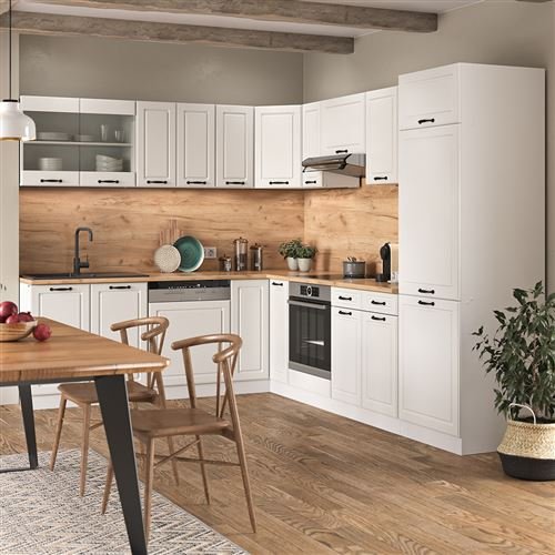 Cocina esquinera Vicco R-Line, blanco campestre/blanco, 227 x 287 cm sin PT - Imagen de 3