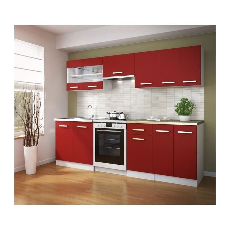 ULTRA Cocina completa con encimera L 2m40 - Rojo mate - Imagen de 2