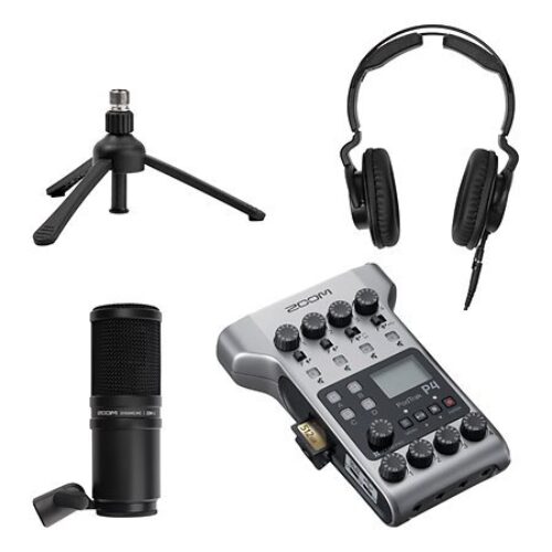 Zoom – PodTrak P4 + ZDM1 Juego de micrófonos para podcast