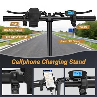 Patinete eléctrico AOVOPRO ESBS con asiento y cesta de 14 pulgadas - 500 W - 10,4 Ah - Negro - Imagen de 2