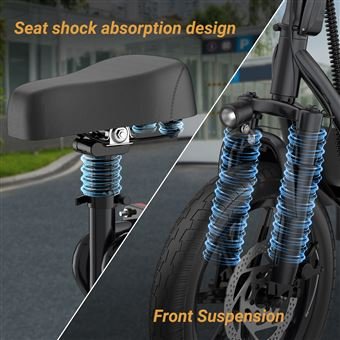 Patinete eléctrico AOVOPRO ESBS con asiento y cesta de 14 pulgadas - 500 W - 10,4 Ah - Negro - Imagen de 4