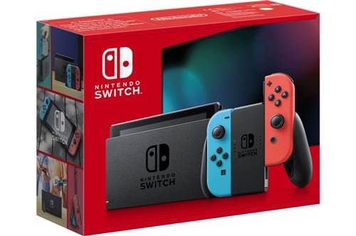 Consola Nintendo Switch con un par de Joy-Cons inalámbricos V3 en rojo y azul neón - Imagen de 8