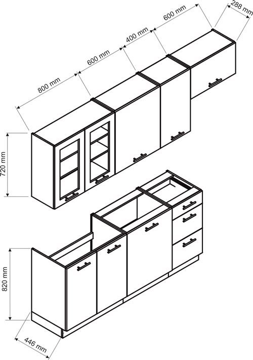 Cocina completa Nela 7 elementos color blanco brillo - Largo 180/240 cm -PEGANE- - Imagen de 4