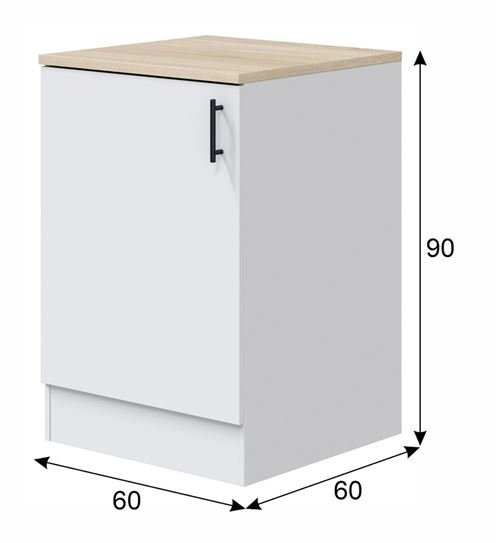 Conjunto de cocina de 5 elementos en blanco brillo/roble canadiense - PEGANE - - Imagen de 4