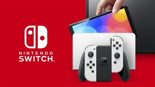 Nintendo Switch (modelo OLED) con base y mandos Joy-Con blancos - Imagen de 2