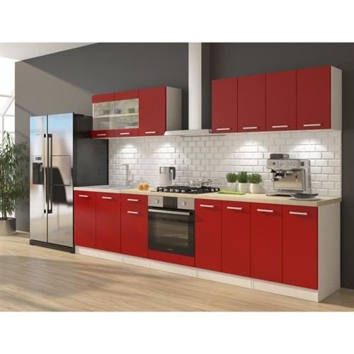ULTRA Cocina completa con mueble horno y encimera incluido L 300 cm – Rojo mate